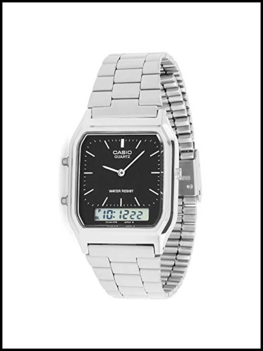 Casio Quartz Analog-Digital Watch Stainless Steel Bracelet 30M WR